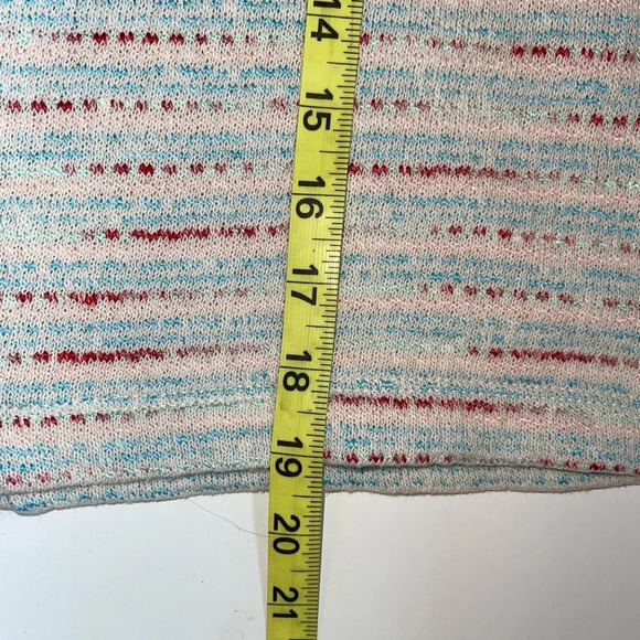 Madewell Textured Puff-Sleeve Cream & Multicolor Striped Knit Top Medium Women’s - Picture 8 of 11